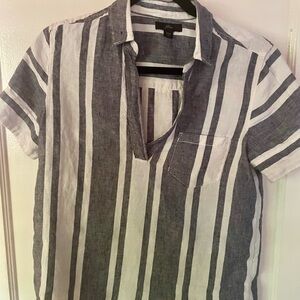 J Crew Women’s 100% Linen short sleeved striped shirt
